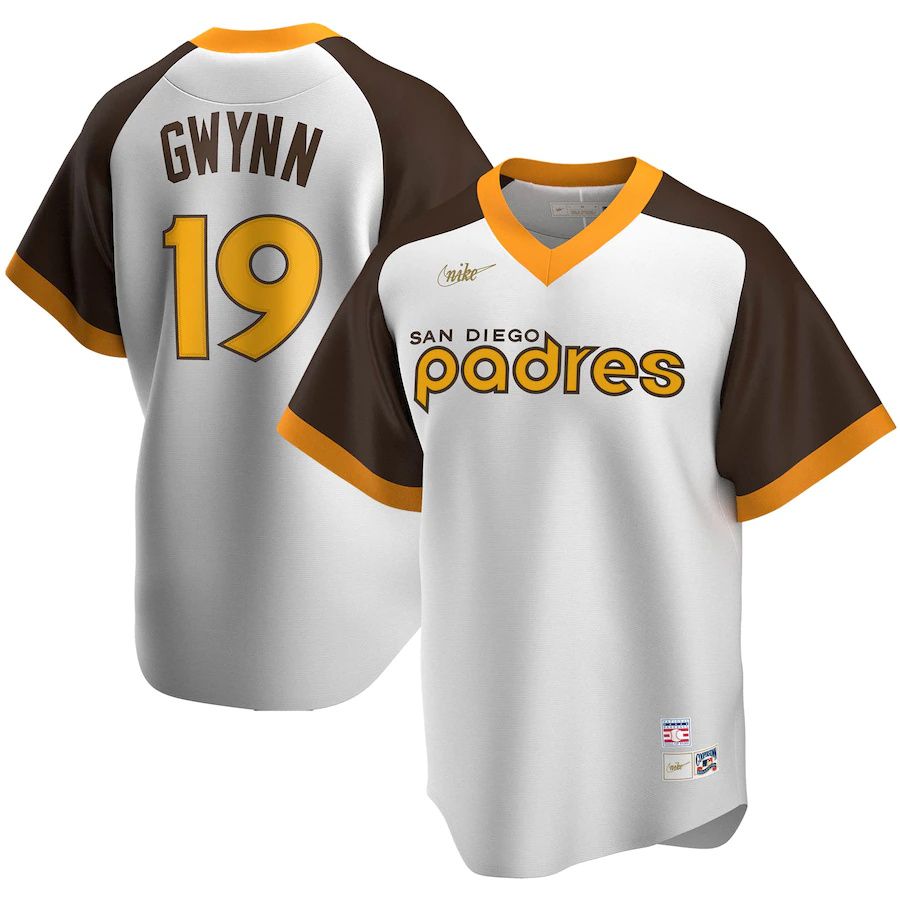 Mens San Diego Padres #19 Tony Gwynn Nike White Home Cooperstown Collection Player MLB Jerseys